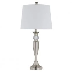 Cincinati 27 '' H Nickel Table Lamp With White Shade(Set of 2) by Maxax