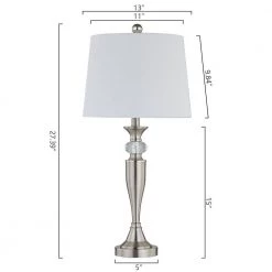Cincinati 27 '' H Nickel Table Lamp With White Shade(Set of 2) by Maxax -Maxax Elegant store nickel maxax table lamps t109 wh c3 1000