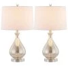 Denver 22.75 in. Nickel Glass Table Lamp Set with White Shade (Set of 2) by Maxax