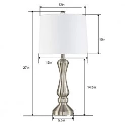 Cincinati 26 .5" Nickel Bedside Table Lamp Set (2-Pack) by Maxax 14 Cincinati 26 .5" Nickel Bedside Table Lamp Set (2-Pack) by Maxax -Maxax Elegant store nickel maxax table lamps t44 ni 1f 1000
