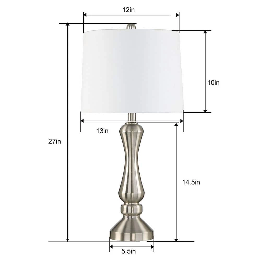 Cincinati 26 .5" Nickel Bedside Table Lamp Set (2-Pack) by Maxax 6 Cincinati 26 .5" Nickel Bedside Table Lamp Set (2-Pack) by Maxax - Image 6