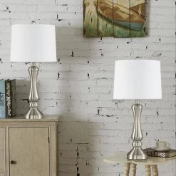 Cincinati 26 .5" Nickel Bedside Table Lamp Set (2-Pack) by Maxax 15 Cincinati 26 .5" Nickel Bedside Table Lamp Set (2-Pack) by Maxax -Maxax Elegant store nickel maxax table lamps t44 ni 44 1000