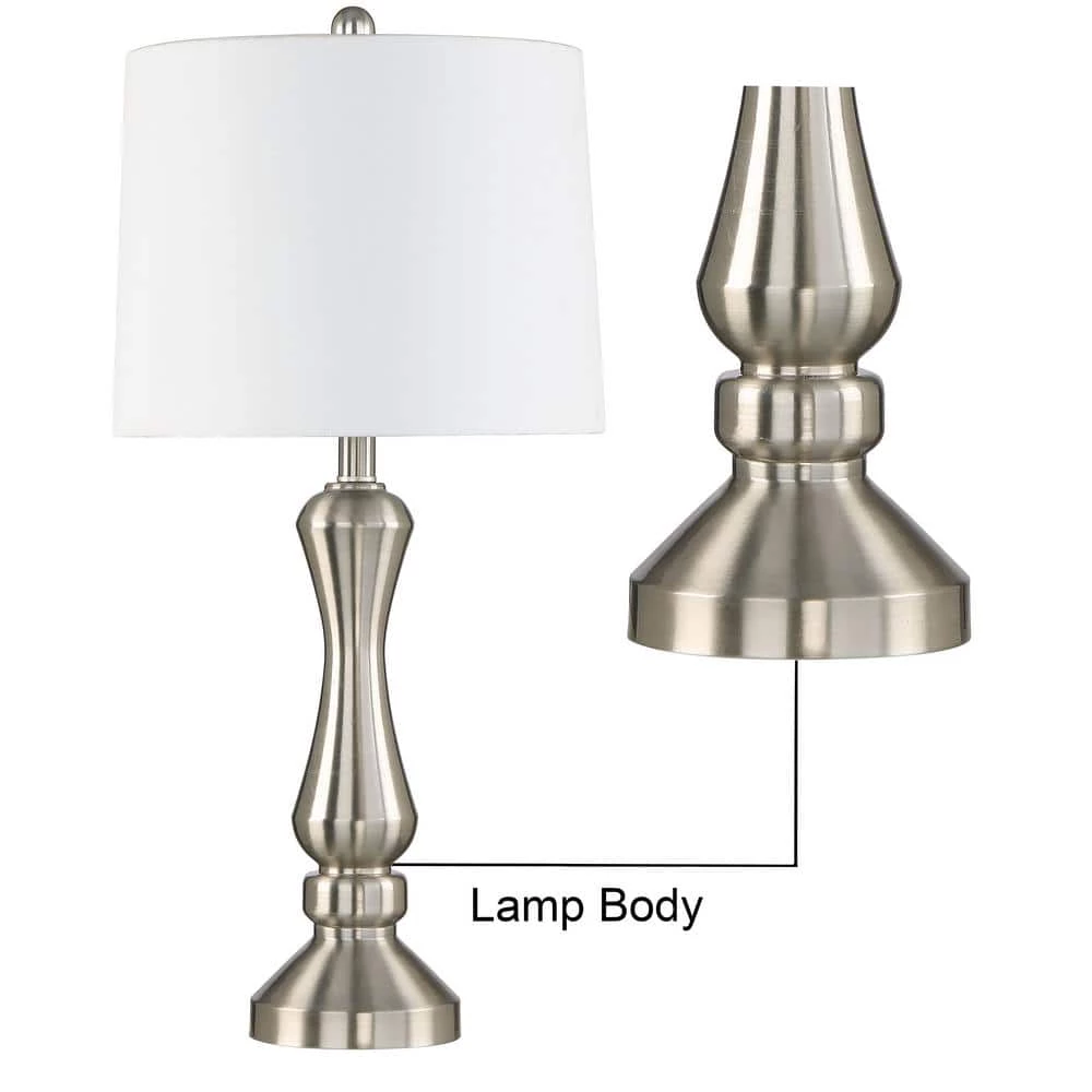 Cincinati 26 .5" Nickel Bedside Table Lamp Set (2-Pack) by Maxax 4 Cincinati 26 .5" Nickel Bedside Table Lamp Set (2-Pack) by Maxax - Image 4