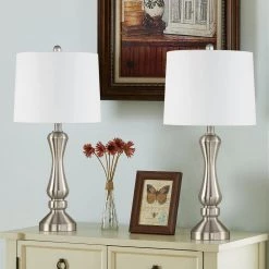 Cincinati 26 .5" Nickel Bedside Table Lamp Set (2-Pack) by Maxax 16 Cincinati 26 .5" Nickel Bedside Table Lamp Set (2-Pack) by Maxax -Maxax Elegant store nickel maxax table lamps t44 ni fa 1000