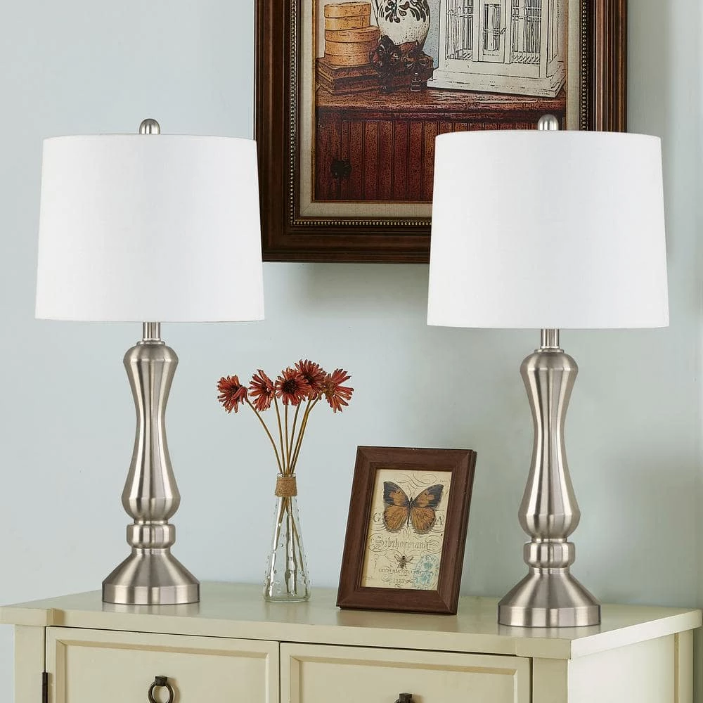 Cincinati 26 .5" Nickel Bedside Table Lamp Set (2-Pack) by Maxax 8 Cincinati 26 .5" Nickel Bedside Table Lamp Set (2-Pack) by Maxax - Image 8