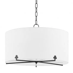 Darlene 5-Light Old Bronze Chandelier with White Belgian Linen Shade by Mitzi by Hudson Valley Lighting