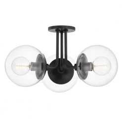 Meadow 10.5 in. 3-Light Old Bronze Semi Flush with Clear Glass Shade by Mitzi by Hudson Valley Lighting