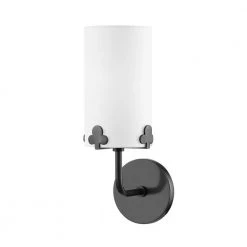 Darlene 1-Light Old Bronze Wall Sconce with White Belgian Linen Shade by Mitzi by Hudson Valley Lighting