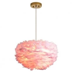 Columbus 3-Light Pink Columbus Unique/Statement Globe Chandelier with Feather Accents by Maxax