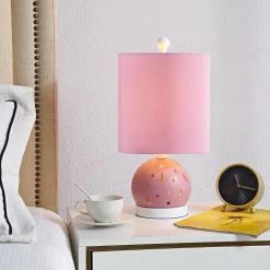 Huitt 17 in. Pink Metal Table Lamp by Maxax -Maxax Elegant store pink maxax table lamps t111 pk s 76 1000