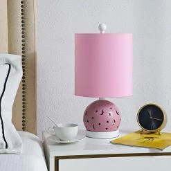 Huitt 17 in. Pink Metal Table Lamp by Maxax -Maxax Elegant store pink maxax table lamps t111 pk s c3 1000