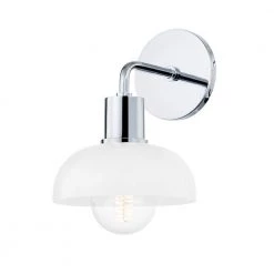 Kyla 7 in. 1-Light Polished Chrome Vanity Lighting with Opal Glossy Glass Shade by Mitzi by Hudson Valley Lighting