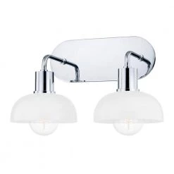 Kyla 15 in. 2-Light Polished Chrome Vanity Light with Opal Glossy Glass Shade by Mitzi by Hudson Valley Lighting