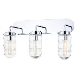 Clara 24 in. 3-Light Polished Chrome Vanity Light with Clear Ribbed Glass Shade by Mitzi by Hudson Valley Lighting