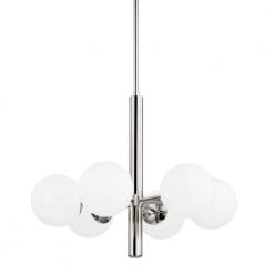 Stella 6-Light Polished Nickel Chandelier with Opal Shiny Glass Shade by Mitzi by Hudson Valley Lighting