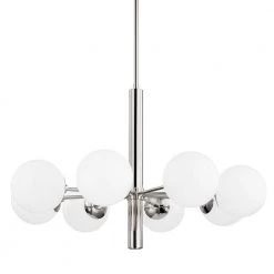 Stella 8-Light Polished Nickel Chandelier with Opal Shiny Glass Shade by Mitzi by Hudson Valley Lighting