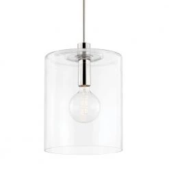 Neko 1-light Polished Nickel Large Pendant with Clear Glass Shade by Mitzi by Hudson Valley Lighting