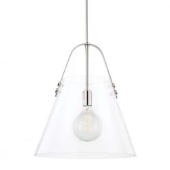 Karin 1-light Polished Nickel Extra Large Pendant with Clear Glass Shade by Mitzi by Hudson Valley Lighting