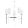 Olivia 5-Light Polished Nickel Chandelier with White Belgian Linen Shade by Mitzi by Hudson Valley Lighting