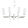 Olivia 8-Light Polished Nickel Chandelier with White Belgian Linen Shade by Mitzi by Hudson Valley Lighting