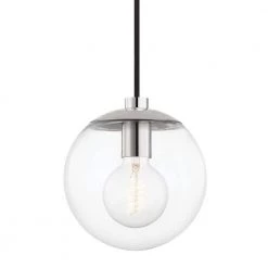 Meadow 1-light Polished Nickel Pendant with Clear Glass Shade by Mitzi by Hudson Valley Lighting