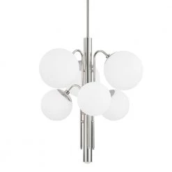 Ingrid 6-Light Polished Nickel Chandelier with Opal Matte Glass Shade by Mitzi by Hudson Valley Lighting