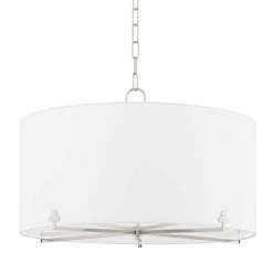 Darlene 5-Light Polished Nickel Chandelier with White Belgian Linen Shade by Mitzi by Hudson Valley Lighting