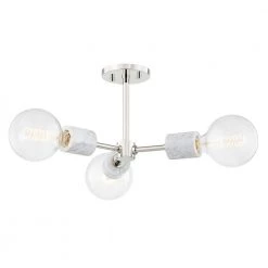 Asime 10.25 in. 3-Light Polished Nickel Semi Flush by Mitzi by Hudson Valley Lighting