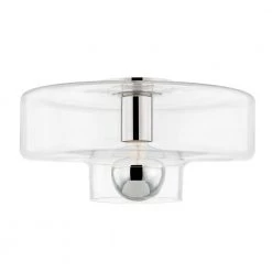Iona 7 in. 1-Light Polished Nickel Flush Mount with Clear Glass Shade by Mitzi by Hudson Valley Lighting