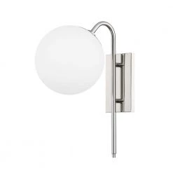Ingrid 1-Light Polished Nickel Wall Sconce with Opal Matte Glass Shade by Mitzi by Hudson Valley Lighting