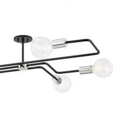 Jena 40 in. Polished Nickel/Textured Black Combo Semi-Flush Mount by Mitzi by Hudson Valley Lighting -Maxax Elegant store polished nickel textured black combo mitzi by hudson valley lighting flush mount lights h488606s pn tbk 4f 1000