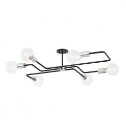 Jena 40 in. Polished Nickel/Textured Black Combo Semi-Flush Mount by Mitzi by Hudson Valley Lighting