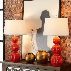 Columbia 28 " Red Table Lamp Set With White Shade (Set of 2) by Maxax -Maxax Elegant store red maxax table lamps t45 rd 44 1000