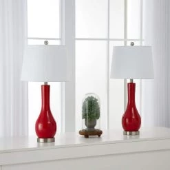 Sacramento 28 .5" Red Table Lamp Set with USB (Set of 2) by Maxax