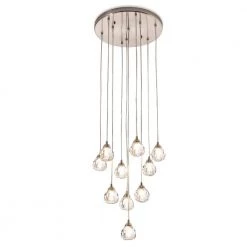Albany 10-Light Sand Nickel Chandelier with Crystal Accents by Maxax