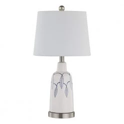 23 in. Bedside Silver/Blue/White Porcelain Table Lamp Set (Set Of 2) by Maxax