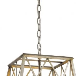 Springfield 4-Light Silver Lantern Geometric Pendent with Wrought Iron Accents by Maxax -Maxax Elegant store silver maxax chandeliers mx21003 4si 4f 1000