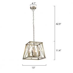 Springfield 4-Light Silver Lantern Geometric Pendent with Wrought Iron Accents by Maxax -Maxax Elegant store silver maxax chandeliers mx21003 4si c3 1000