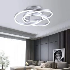 Carson 3-Light 11.6 in. Silver Simple Geometric LED Semi Flush Mount by Maxax -Maxax Elegant store silver maxax flush mount lights mx19035 si 76 1000