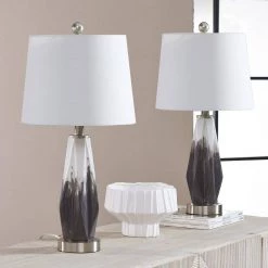 Charleston 23 in. Bedside White Porcelain Table Lamp Set (Set Of 2) by Maxax -Maxax Elegant store silver white brown maxax table lamps t128 bn 1f 1000