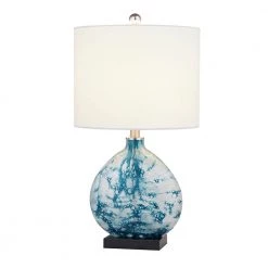 Denver 23 in. Bedside Blue Glass Table Lamp by Maxax