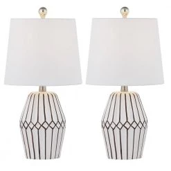 Sacramento 20.5 in. White/Brown Table Lamp Set (Set of 2) by Maxax