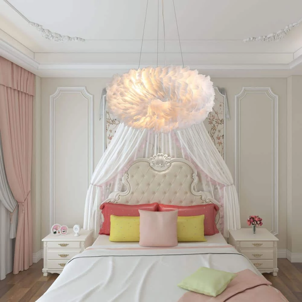 Columbus 6 -Light White Unique/Statement Geometric Chandelier with Feather Accents by Maxax 9 Columbus 6 -Light White Unique/Statement Geometric Chandelier with Feather Accents by Maxax - Image 9