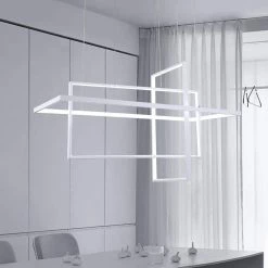 Boston 3-Light Integrated LED White Kitchen Island Chandelier with Wrought Iron Accents by Maxax -Maxax Elegant store white maxax chandeliers yx 13wh 1f 1000