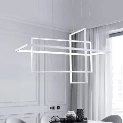 Boston 3-Light Integrated LED White Kitchen Island Chandelier with Wrought Iron Accents by Maxax -Maxax Elegant store white maxax chandeliers yx 13wh 44 1000