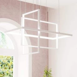 Boston 3-Light Integrated LED White Kitchen Island Chandelier with Wrought Iron Accents by Maxax