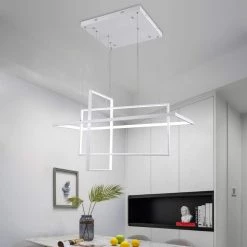 Boston 3-Light Integrated LED White Kitchen Island Chandelier with Wrought Iron Accents by Maxax -Maxax Elegant store white maxax chandeliers yx 13wh fa 1000