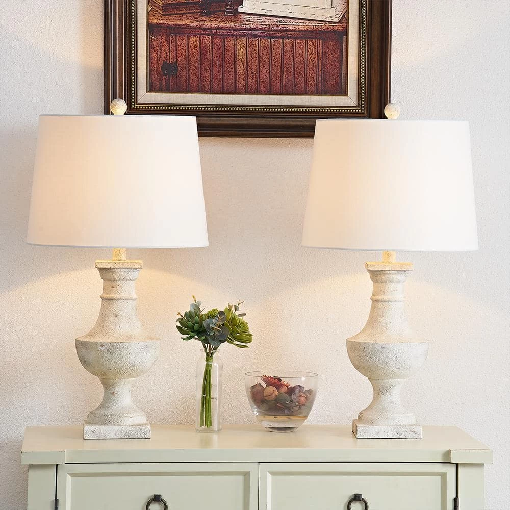 Dallas 26 in. White Bedside Table Lamp Set (Set of 2) by Maxax 2 Dallas 26 in. White Bedside Table Lamp Set (Set of 2) by Maxax - Image 2