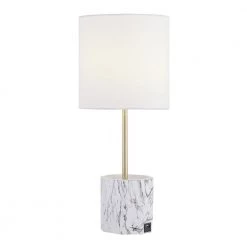 Riga 19 in. White Desk Table Lamp With Usb by Maxax