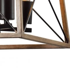 Springfield 4-Light Woold/Black Lantern Geometric Chandelier with Wrought Iron Accents by Maxax -Maxax Elegant store wood black maxax chandeliers mx21010 4wd 76 1000